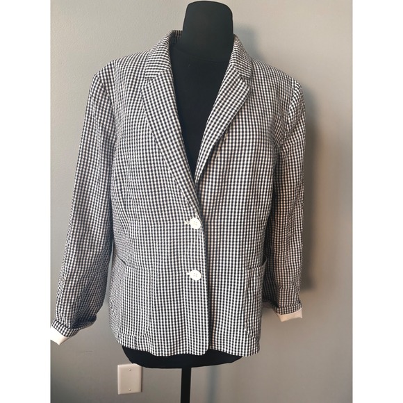 Nine West Gingham Blazer Classic Career Jacket Business Casual Size M - Picture 1 of 10